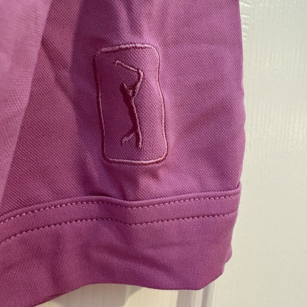 PGA Tour Men's XL Purple Solid Knit Short Sleeve Logo Polo Shirt